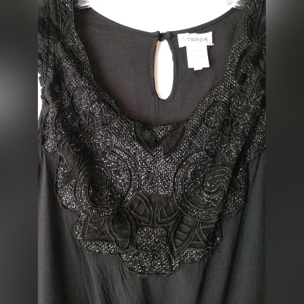Orange Brand Black with Silver Embellished Tank Top Shirt Small Chest 30"